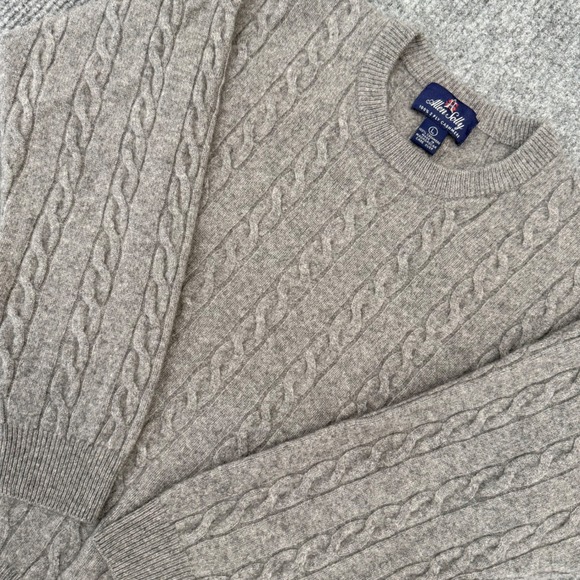 Allen Solly Other - Allen Solly Gray 100% 2 Ply Cashmere Cable Knit Crewneck Sweater Mens Large